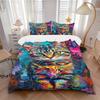 3pcs Colorful Cat Art Print Duvet Cover Set - Includes 1 Duvet Cover and 2 Pillowcases, No Quilt Core, All-Season Home Decor Yy251111058