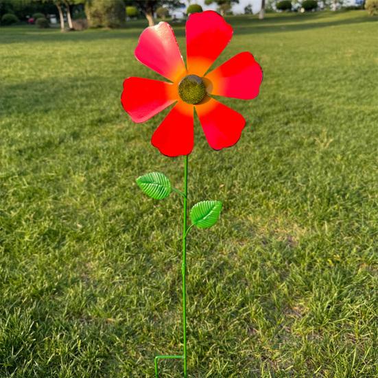 Windspiel für den Außenbereich Bunte Metallblumen-Windmühle Dekorative Blumen-Windräder Gartenstab für Hof Terrasse Rasen Gartendekoration
