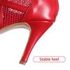 Buty do tańca czerwone damskie wysokie buty do tańca towarzyskiego buty do salsy i tanga dziewczęce modne na imprezę siateczkowe Cuto
