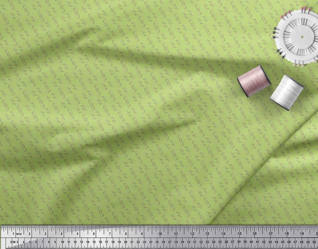 Soimoi Tela Crepé Poliéster Morada Estampado Floral Stem & Blossom por metro 42 Pulgadas
