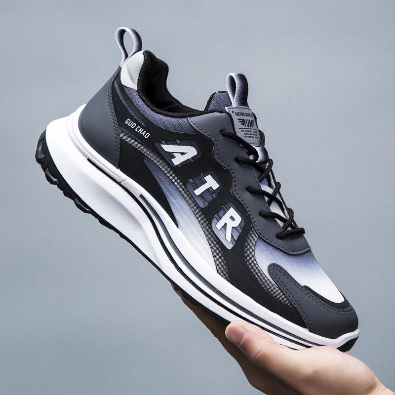 

Men s shoes spring new leather casual sports shoes light and versatile trendy running shoes mesh breathable and comfortable versatile 39 чёрный