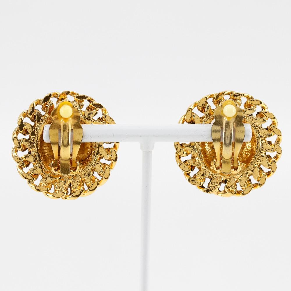 CHANEL COCO Mark Earring Matelasse Chain vintage Plated Gold 19.1g Women Used