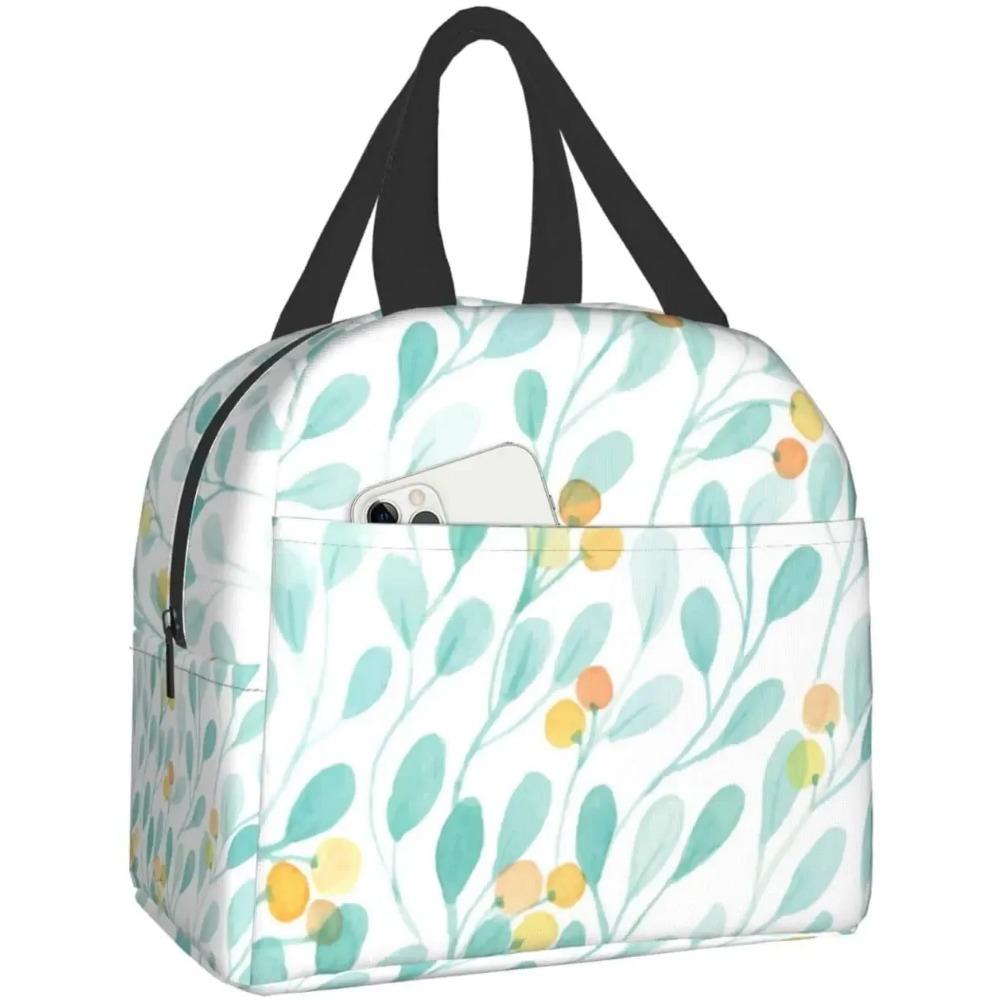 Lunchtasche Buntes Blumenmuster Isolierte Lunchbox Kühlfach Gefrierbar Thermisch Wasserdicht Lunch Tragetasche für Reise Arbeit Wandern Picknick