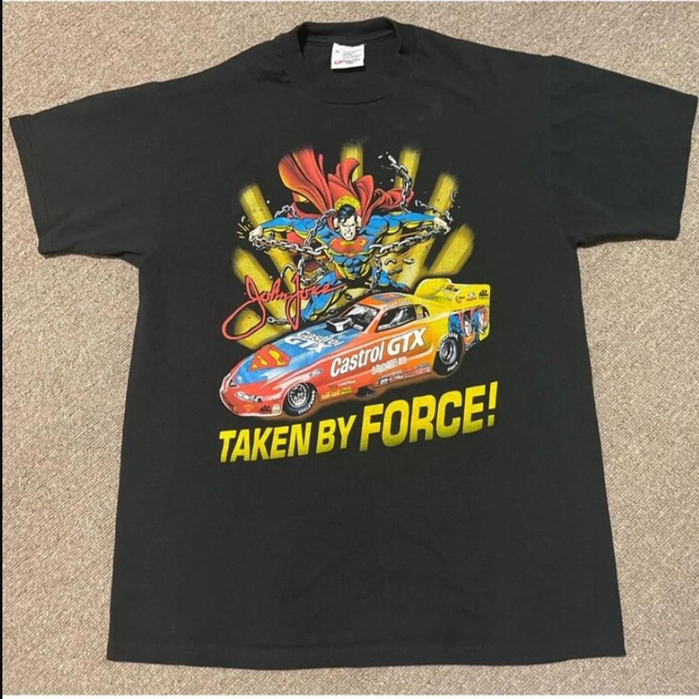 

Vintage 1999 John Force Superman DC Comics Castrol Racing T-Shirt Unisex T-Shirt XL