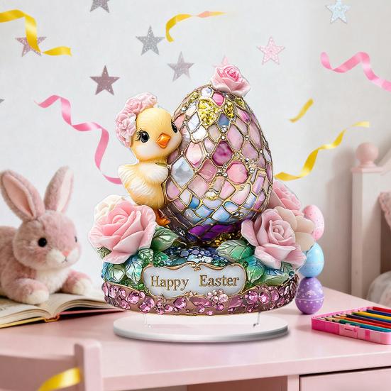 Ostern Tischschild 2D Flach Acryl Hase Ei Etagenständer Ornamente Frühling Indoor Tischaufsatz für Schreibtisch Regal Heimdeko