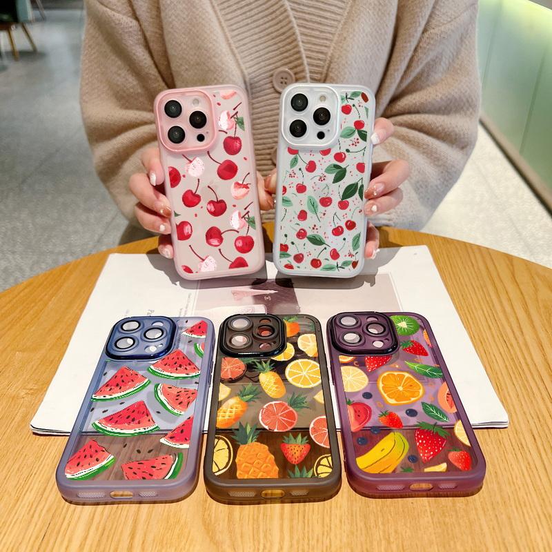 Summer Fruits Print Case For iPhone 16 Pro 15 14 13 12 Pro Max 11 Lens Protector Soft Silicone Clear iPhone Cover