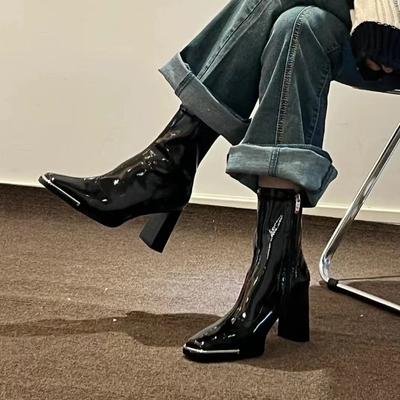 Designer High Heel Ankle Boots Women Fashion Side Zippers Short Boots Autumn Winter Ladies Elegant Mordern Booties