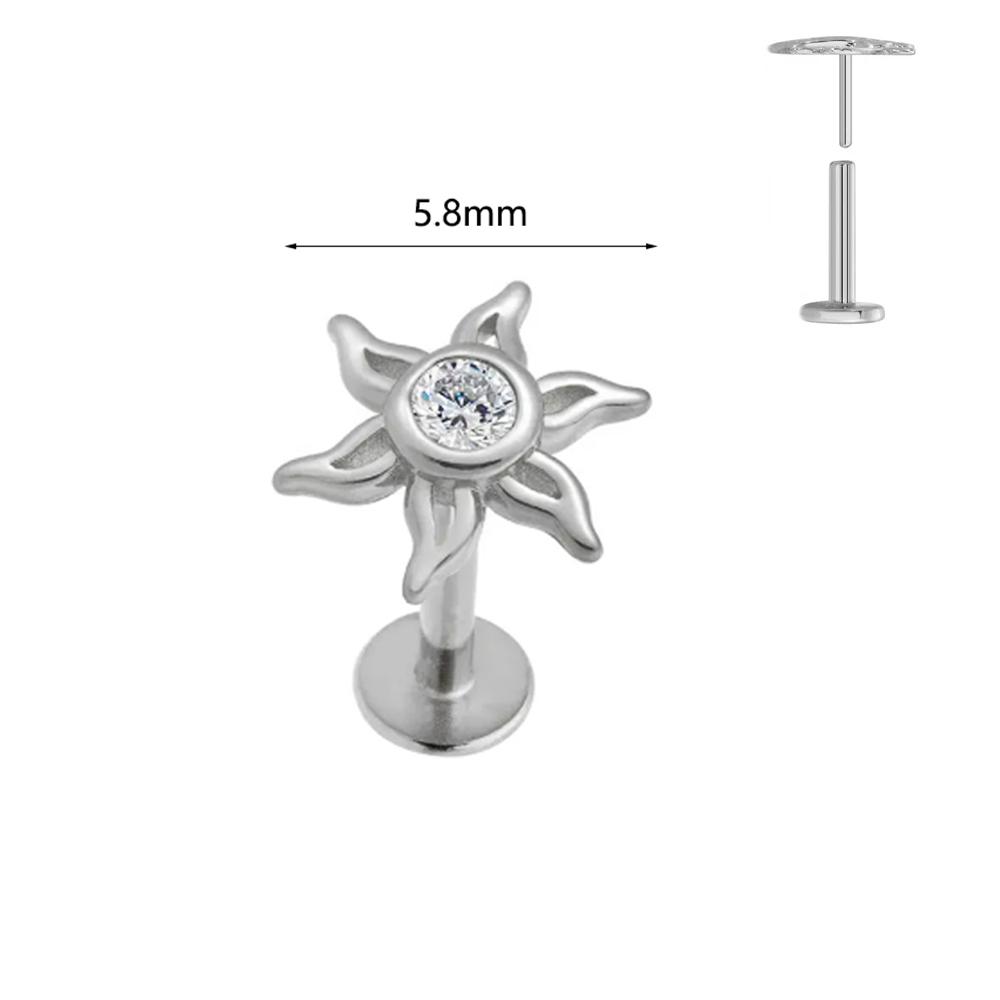 ASTM F136 G23 Titanium Labret Piercing Starfish Earring Stud Bee Leaf Push In CZ Threadless Cartilage 16/18/20G Body Jewelry