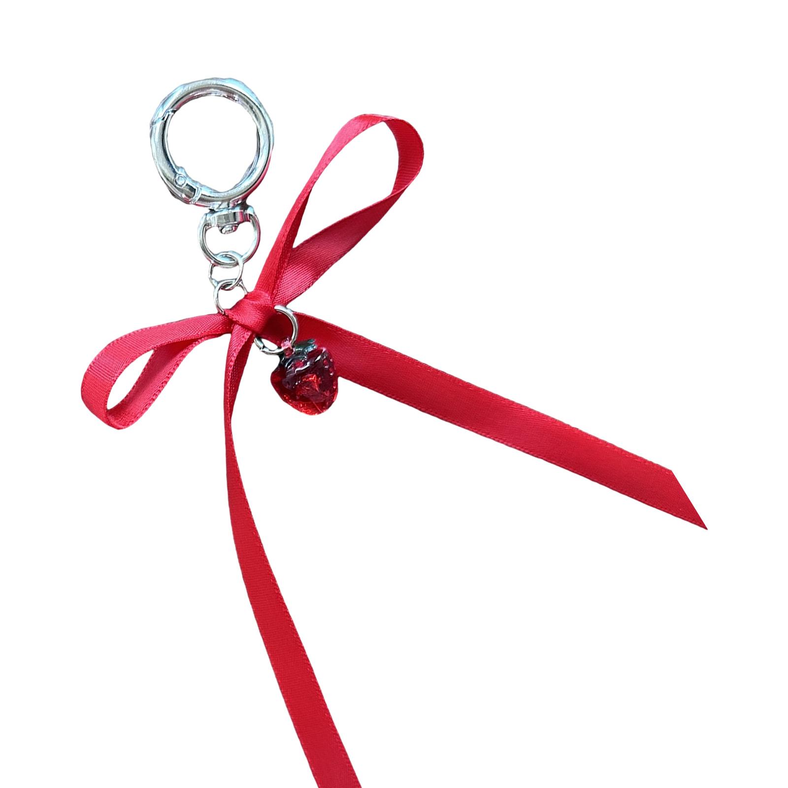 

Elegant Beaded Bowknot Keychain Beads Bag Charm Ribbon Bowknot Keyring for Handbags and Phones Women Fashion Accessory 2 красный