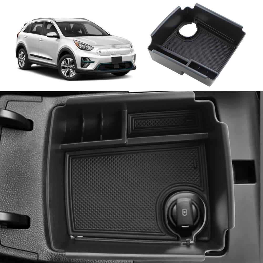 LHD Car Console Storage Organizer Tray Armrest Box for Kia Niro EV 2019-2021 Black Plastic Interior Accessories Storage Boxes