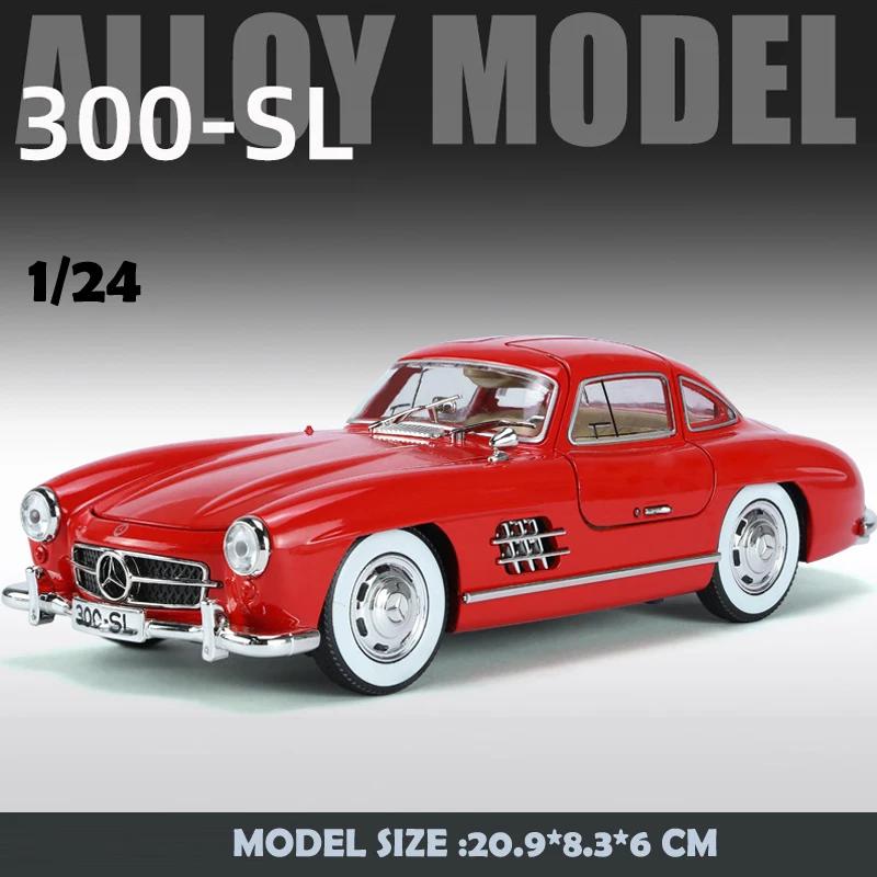 Simulation 1:24 Scale Benz 300SL Alloy Car Model With Sound Light Diecast Metal Toy Vehicle For Boy Collective Miniature Voiture