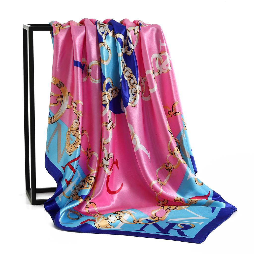 Silk Scarf Scarftop Headwraps For Women Vintage Four Seasons Hair Scarve 90*90Cm Hijab Foulard Iuxe Bandana Femme Headscarf
