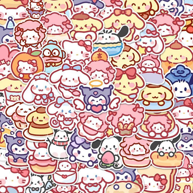 100Pcs/Bag Cute Cartoon Sanrio Stickers My Melody Kuromi Handbag Decoration Stickers Cinnamoroll Children'S Gift Sticker