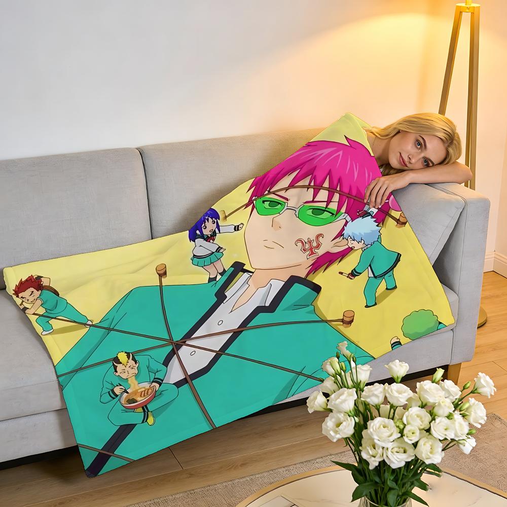 Throw High-Density Short Plush Blanket For Sofa Nap Air-Conditioned Room Soft Skin-Friendly The Disastrous Life Of Saiki K Anime