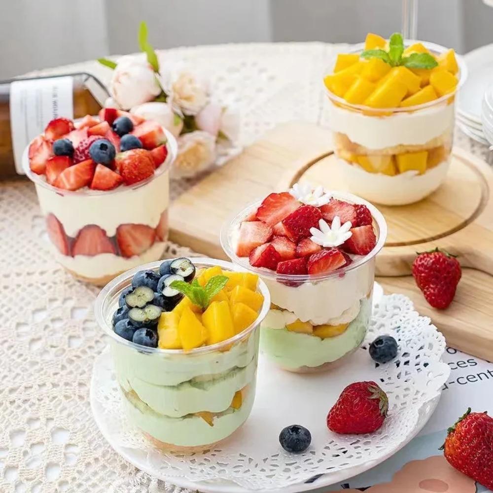 50pcs 250/360/500ML Ice Cream Cup U Shaped Dessert Cup Drinkware Salad Cup  Jelly