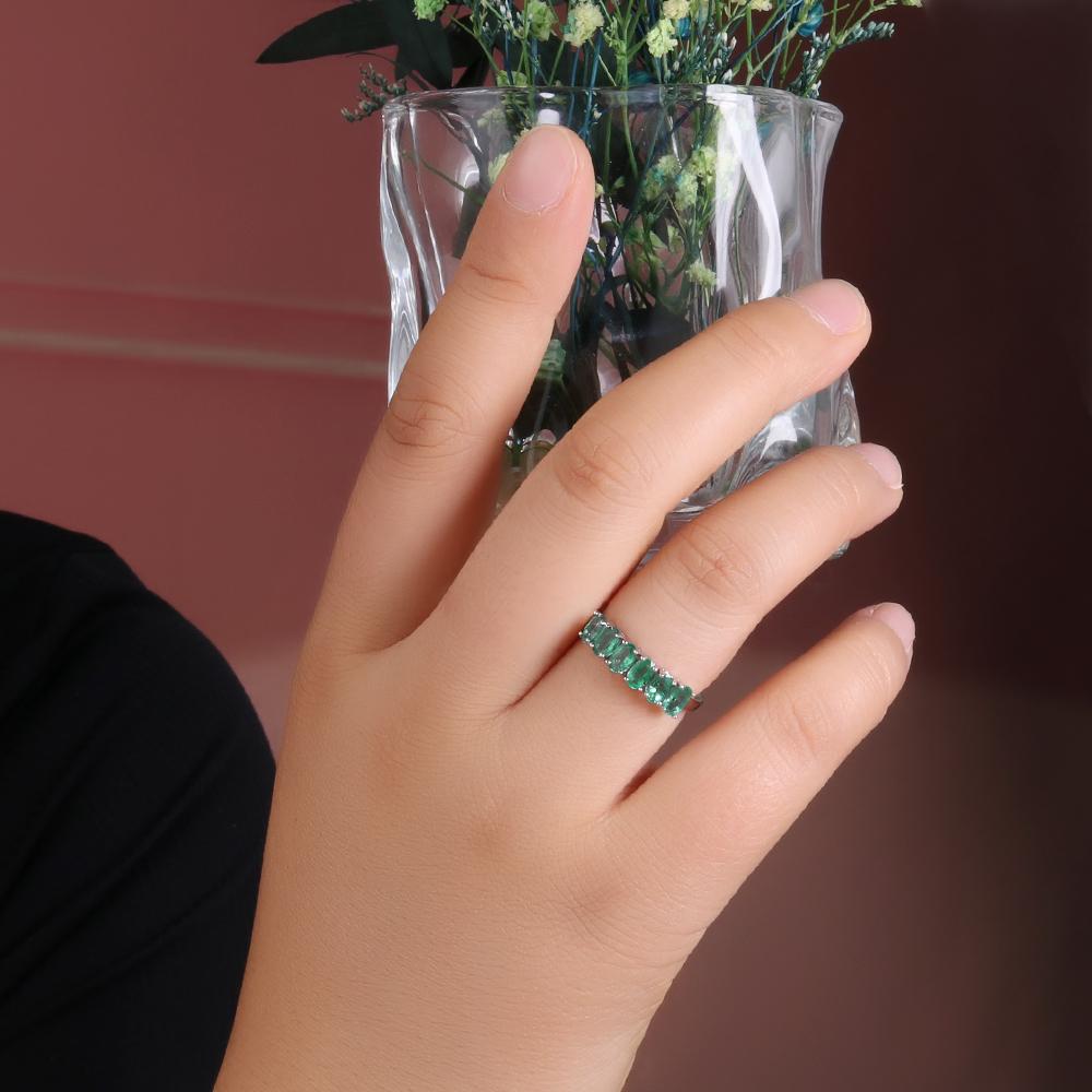 Luxury 925 Sterling Silver Ring Real Gemstone Natural Zambian Emerald Oval 3*5mm Fine Jewelry for Women's Anniversary Gift