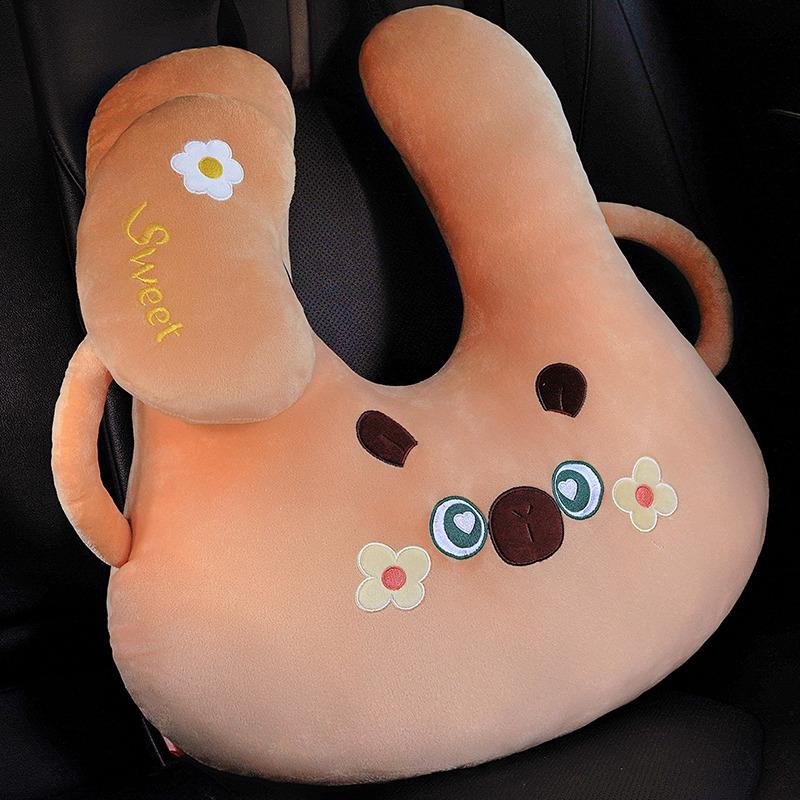 

55x55cm Cartoon Animal Car Sleeping Pillow Cute Bear Cat Dinosaur Soft Stuffed Plush Playthings Neck Pillow Gifts Ideal For Car Rest Pillow