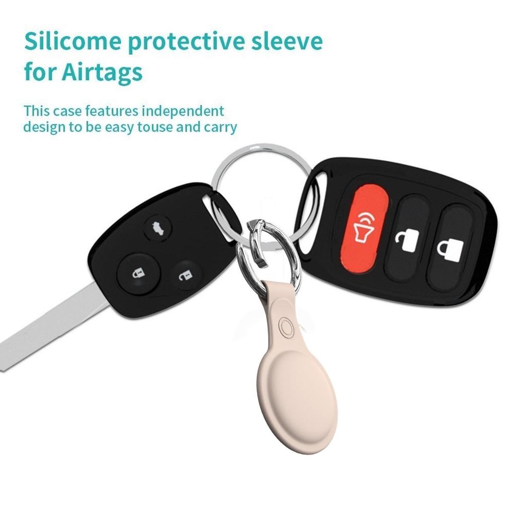 Silicone Case Sleeve Soft Cover for Apple for Airtag Shock Absorbing Shell with Anti-Lost Keychain Ring Scratch Resistant