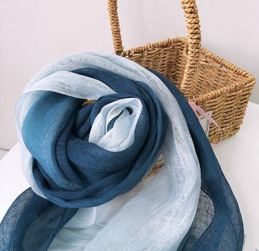 100% Linen Gradient Woman Spring Scarf Echarpe Muslim Hijab Foulard Shawls Tie Dye Scarves Women/Men Sjaal Scarfs for Ladies
