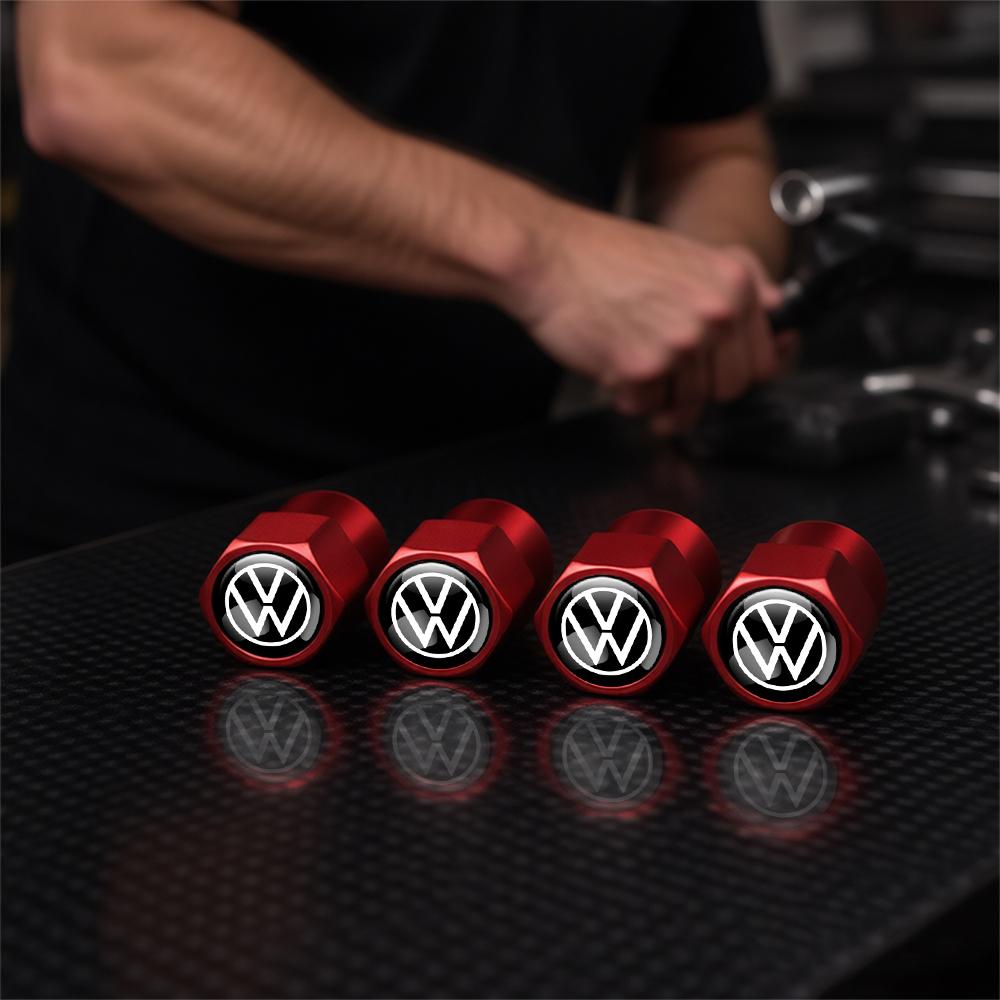 4PCS Car Tire Valve Cap Auto Wheel Tyre Rim Stem Cover For VW Polo Sharan Golf Scirocco Touran Touareg Rline Jetta Tcross Tiguan