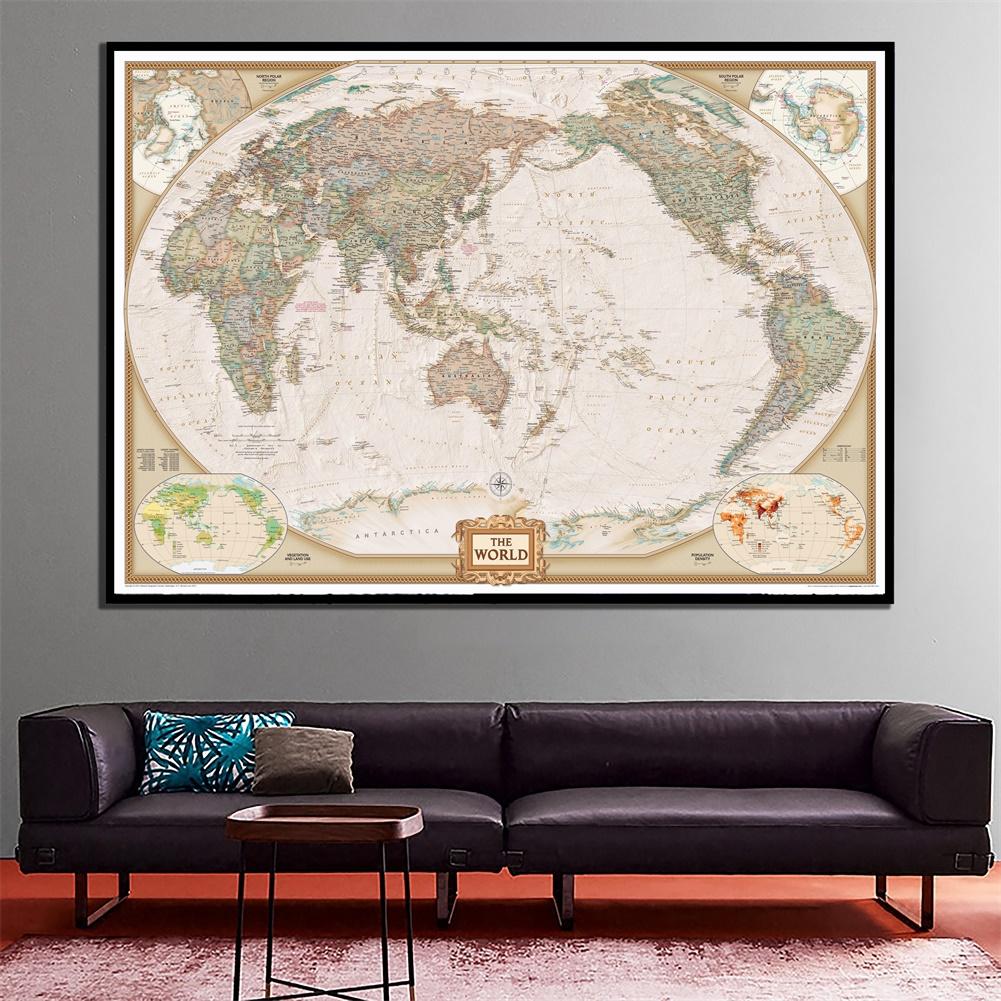 Vintage World Map (With Countries),Decorative Hanging Picture Photography Background Banner for Birthday & Photo Booth