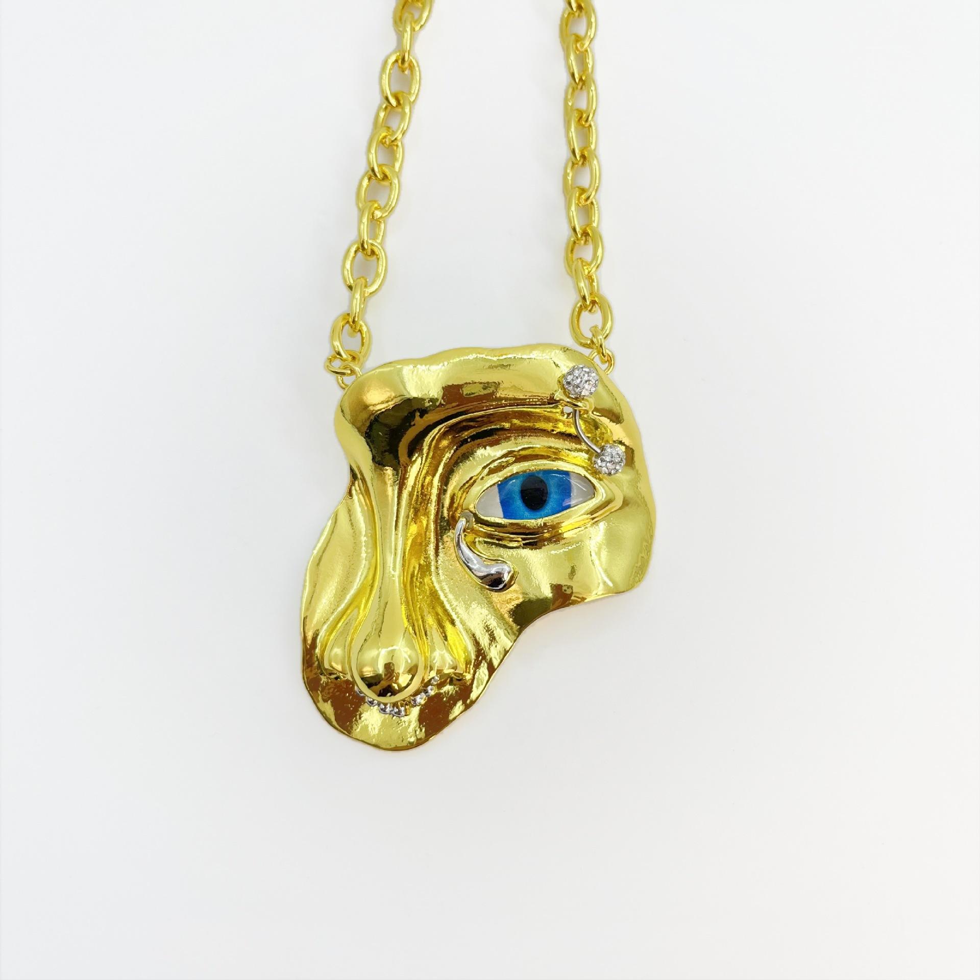 

Ретро полумаска кулон ожерелье преувеличенный дизайн смысл ниша ретро личность ключица цепочка женщина золотой