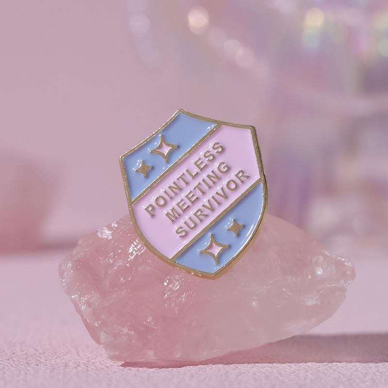 Artistic Alloy Letter Shield Brooch With Colorful Cartoon Style For Trendy Fashion