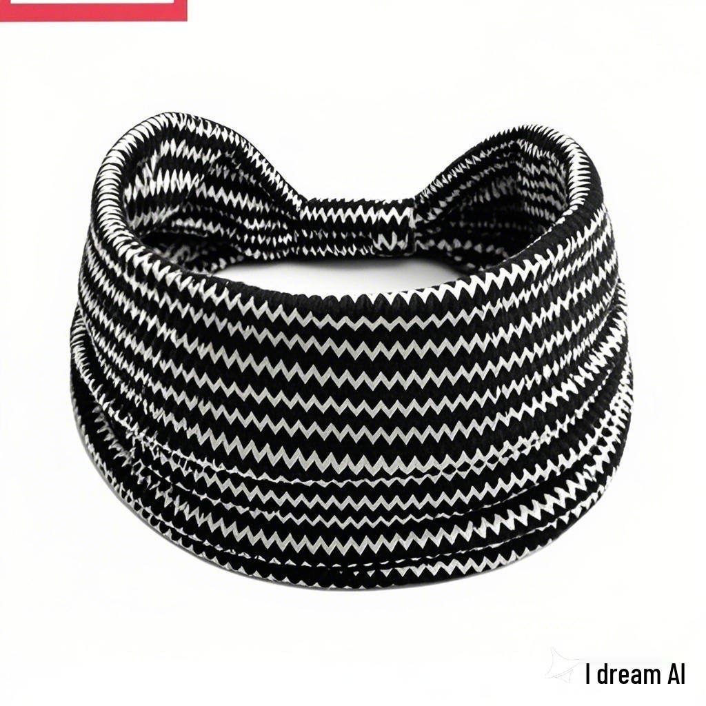 Bohemian Striped Yoga Headband - Sweat-Absorbing, Elastic Cotton for Ladies