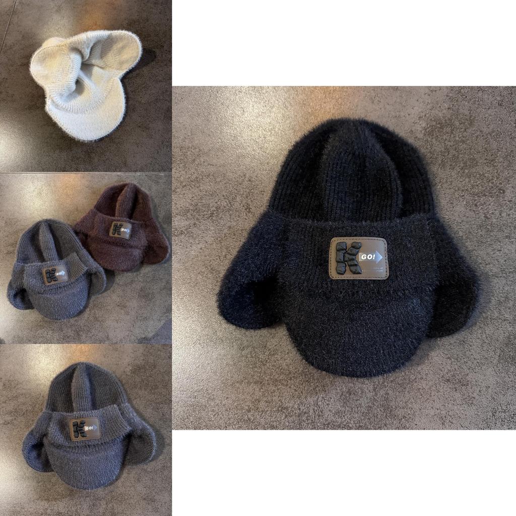 Mens Knitted English Letter Beanie With Warm Fleece Lining For Winter Sports