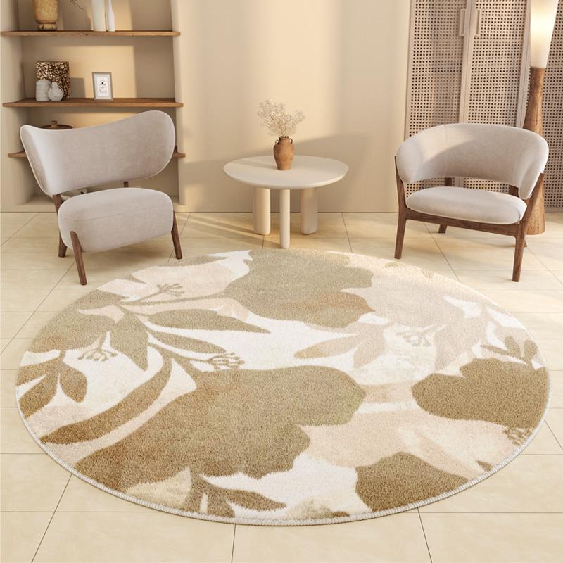 Cream Style Bedroom Decor Round Carpet Light Luxury Carpets for Living Room Thick Plush Bedside Floor Mat Fluffy Soft Lounge Rug