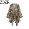 Zbzr Autumn New Women Clothes Western Style Leopard Print Animal Pattern Puff Sleeve Print Shirts Top 8551067
