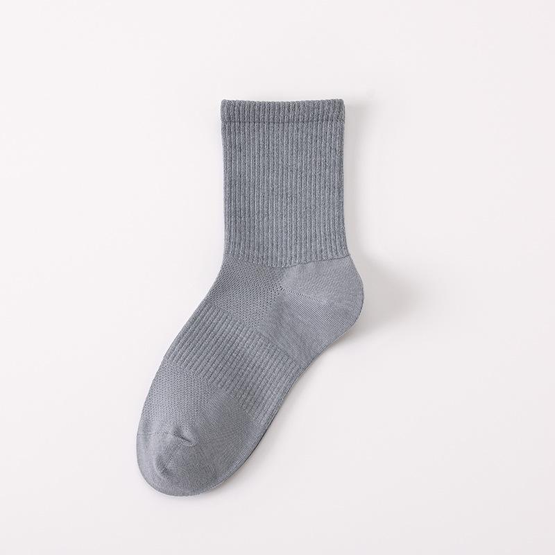 Female Spring and Autumn Pure Color Antibacterial Deodorant Sweat Absorption Anti Pilling Movement Tube Socks