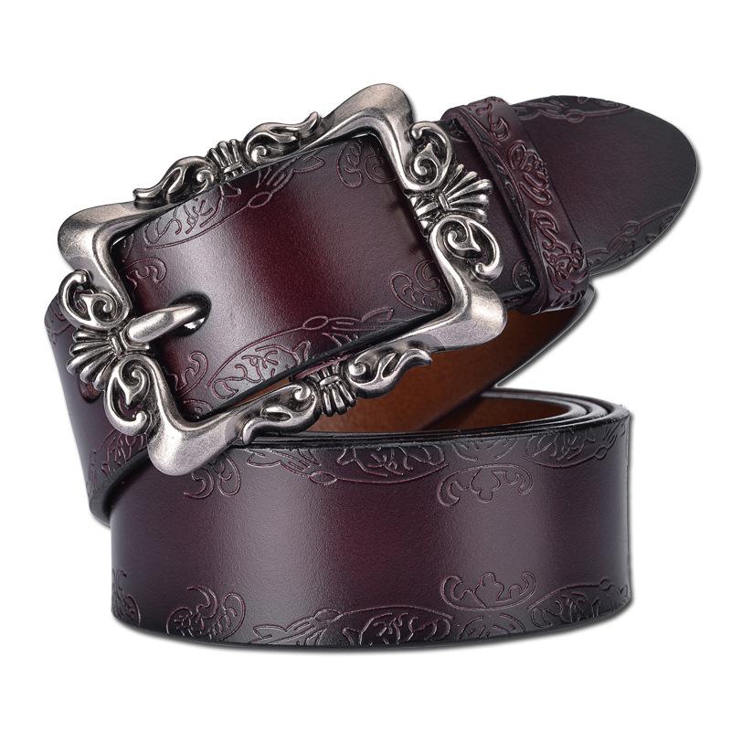 Carved Belt Leather Belt Belt Ladies Decorative Belt Women'S Simple Pin Buckle