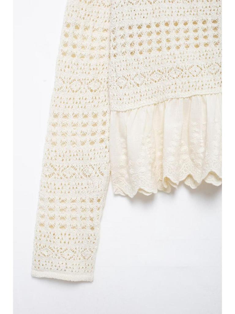 Autumn New Women's Fashion Mesh Jacquard Knit Cardigan