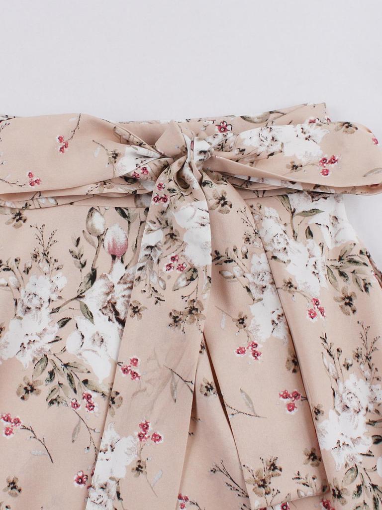 2024 Spring Collection Waist-Tie Print Midi Skirt