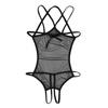 Womens Mesh Crotchless Bodysuit Halter Backless Hollow Out Leotard Lingerie