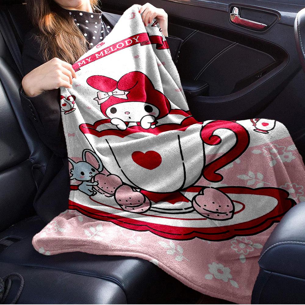 1pc Flannel My Melody, Tea Cup, Cute MouseThrow Blanket, Cartoon Truck Pattern Printed Blanket, Warm Cozy Soft Blanket For Couch Bed Sofa Ca