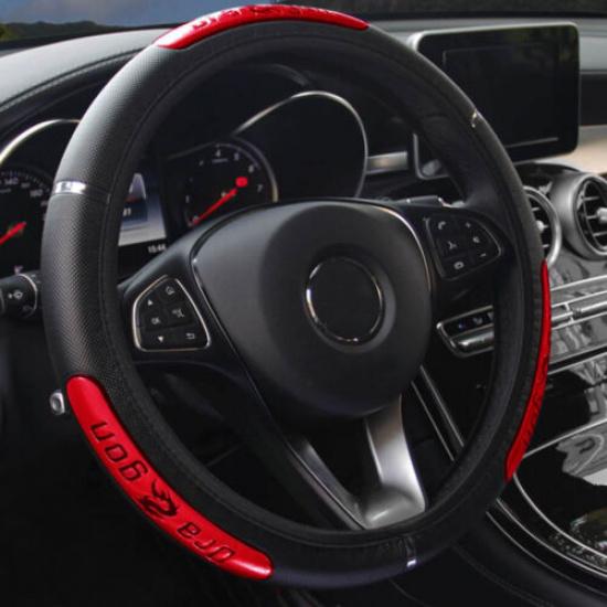 1x PU Leather Car Steering Wheel Cover Anti Slip Protector Accessories 15  /38cm