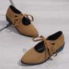 Fashion Pointed Shallow Mouth Lacing Casual Shoes for Women Spring Autumn New Designer Big Size 4cm Heel Solid Color Ladies Shoes