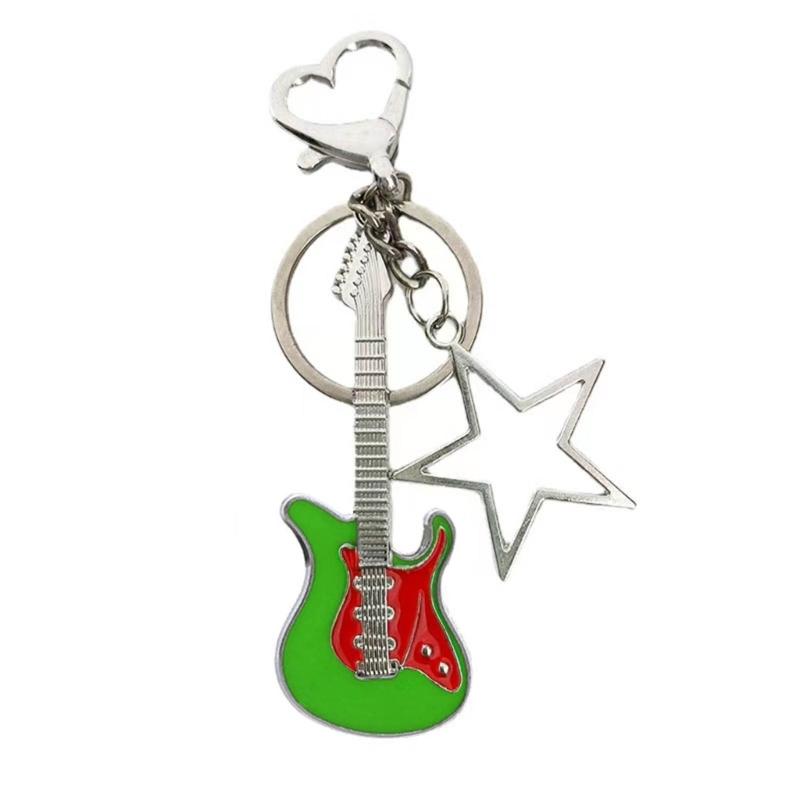 Vintage Guitar Pendant Keychain Bag Pendant Decorations Sweet Cool Dangle Earring Christmas Keyring Y2K Hair Clip