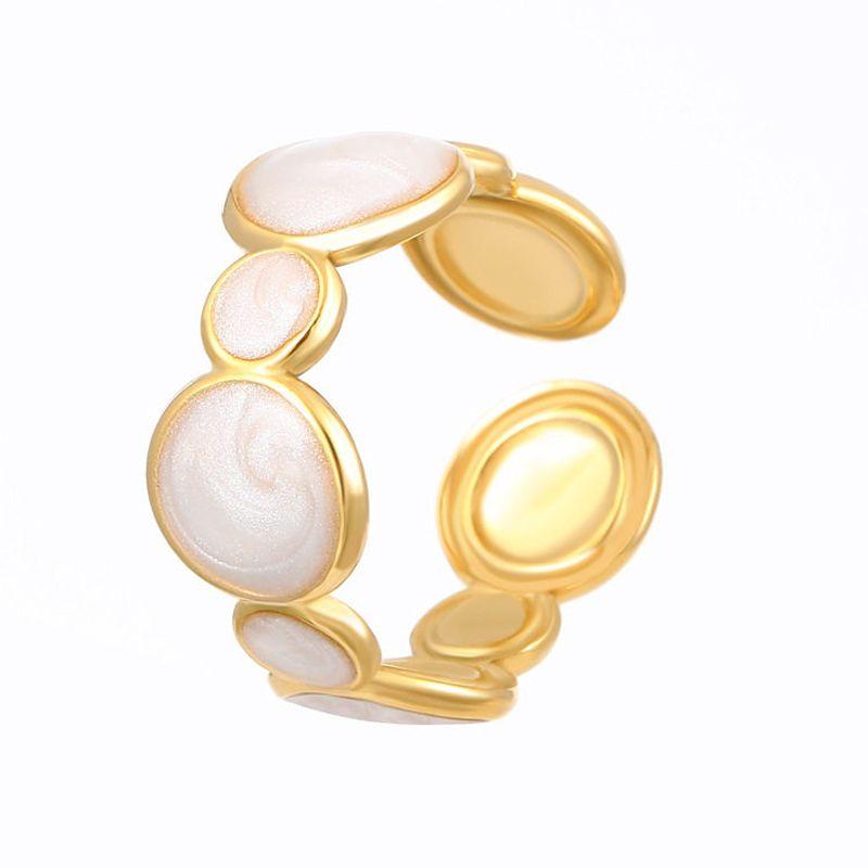 Bohemian Oil Drip Gradient Vintage Layered Titanium Steel Ring European and American Ins Style Geometric Open Stainless Steel Ring