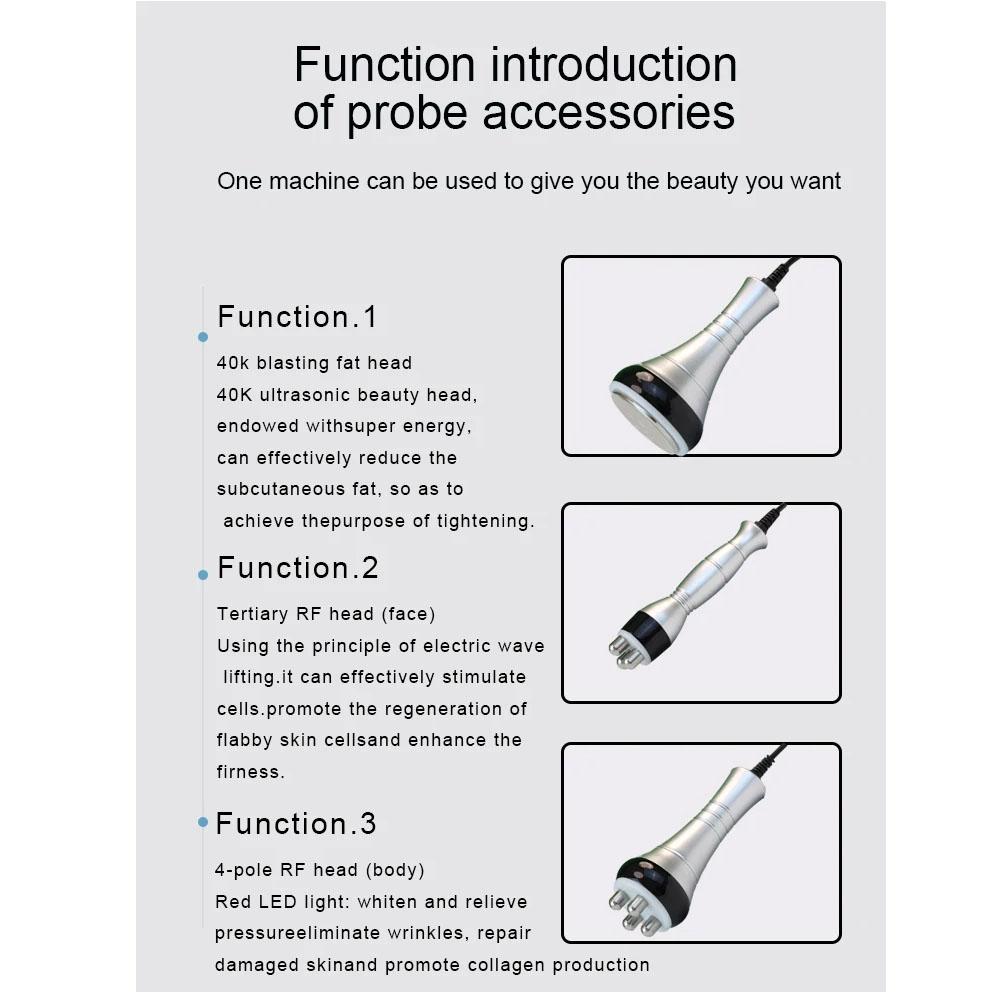 40KHz 3-in-1 Ultrasonic Cavitation RF Beauty Device with Stand - Body Shaping, Facial Tightening & Lifting Massage Machine