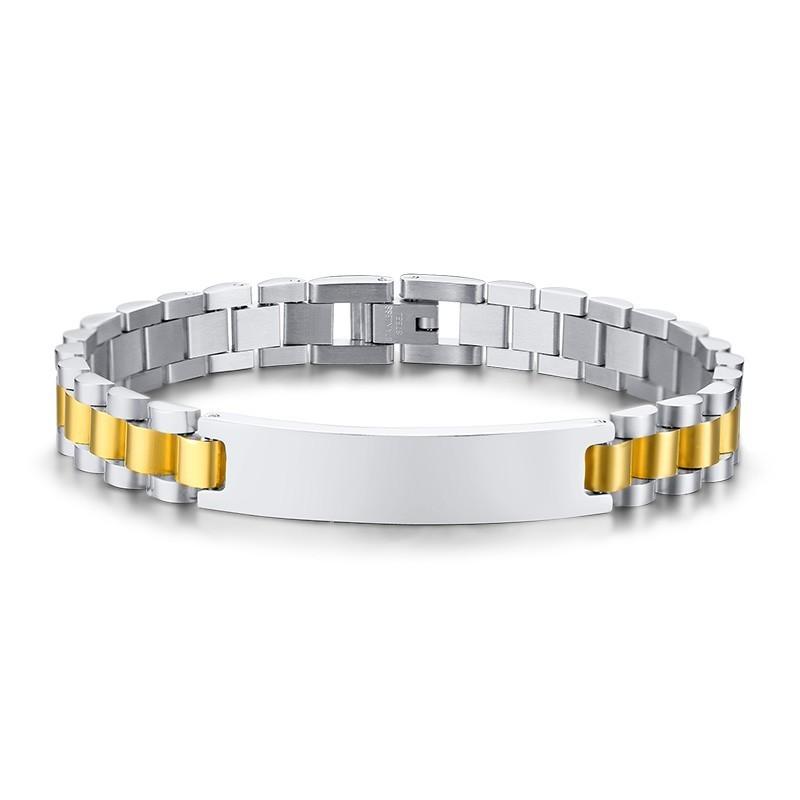 Custom Free Engraving Stainless Steel Chain Bracelet In silver color ID Watch Brands Man Dad,8.3inch