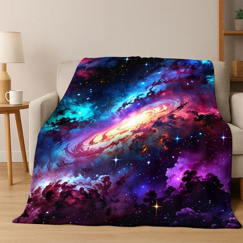 Universe Milky Way Space Stars Galaxy Earth Flannel Blanket Soft Warm Throw Blanket for Bedroom Living Room Bed Travel Camping 75x90cm