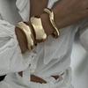 DIEZI Hip Hop Irregular Metal Cuff Wide Bangles Men Punk Gold Silver Color Geometric Spring Bangles Women Bracelet Jewelry