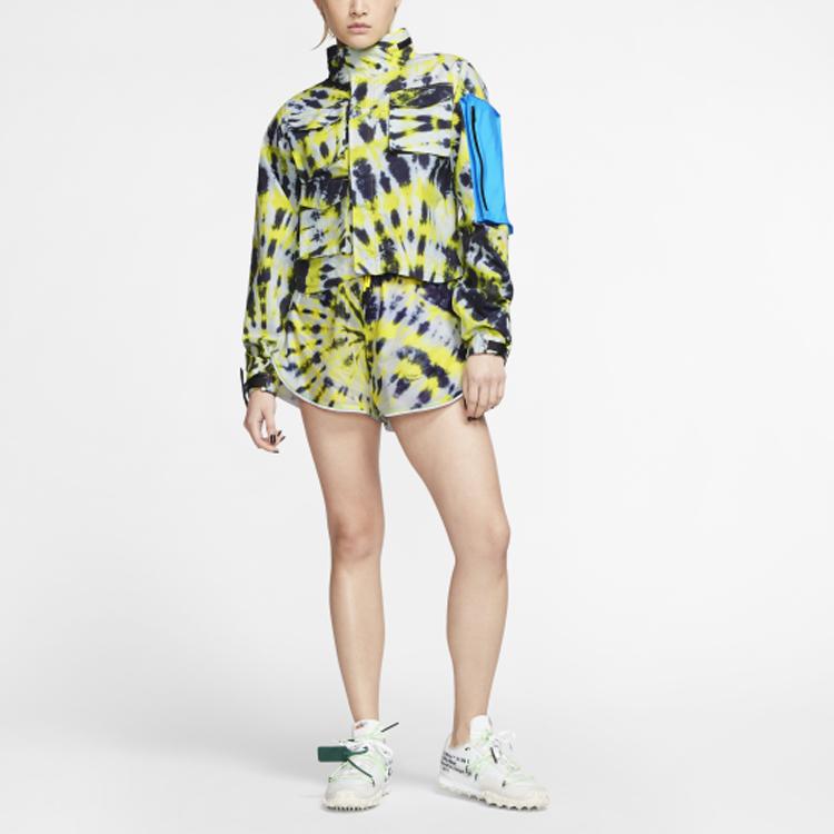 Nike X Off-White Co-Branded Tištěná Bunda s Odnímatelnou Kapucí Dámské Svrchní Oblečení Fluorescenčně Žlutá CK4808-702