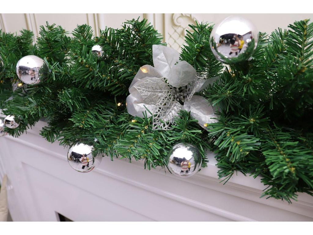 2.7m PVC Lighted Christmas Garland for Windows & Displays