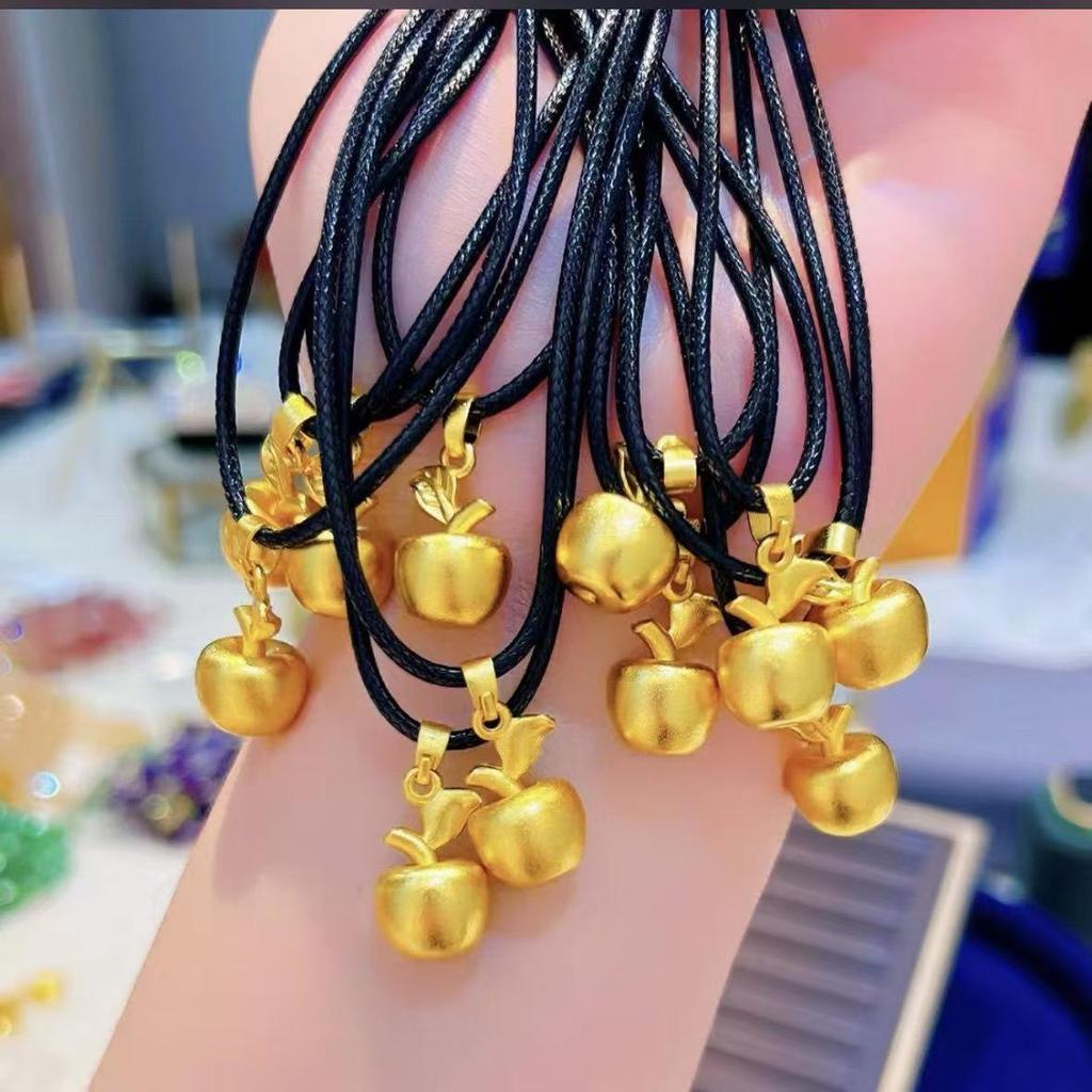 Vietnam Sa Gold Vianočný Eve Jablko Prívesok Meď Zlatom Pokovovaný Náhrdelník – Dámsky Západný Sviatočný Darček, Obľúbený na TikTok