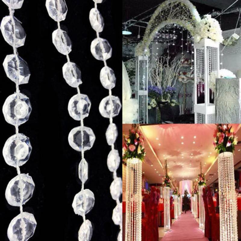 Garden Diamond Hot 10m Xmas Clear Party Wedding Diy Curtain Bead Strand Acrylic