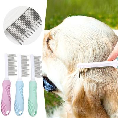 Detangling Pet Comb For Dog & Cat Grooming Comb With Long & Short Stainless Steel Teeth Safely Knots & For Shiny Coat Gentle
